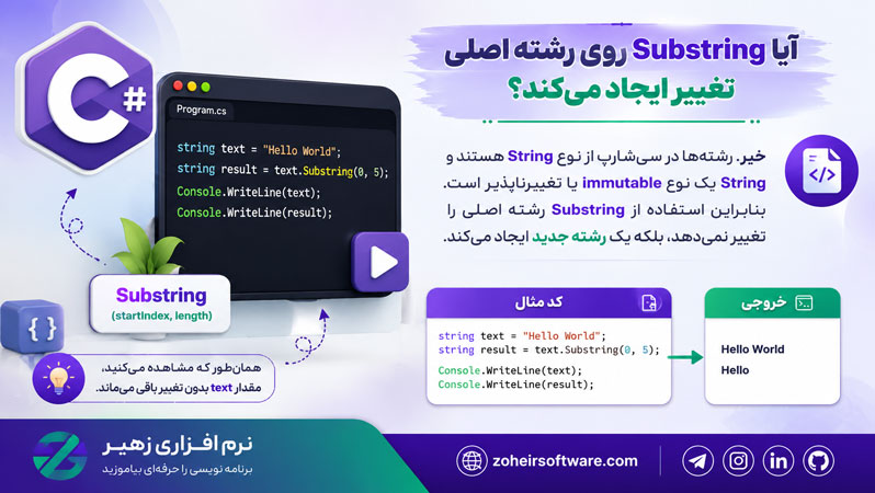 آیا Substring روی رشته اصلی تغییر ایجاد میکند؟ آیا Substring روی رشته اصلی تغییر ایجاد میکند؟