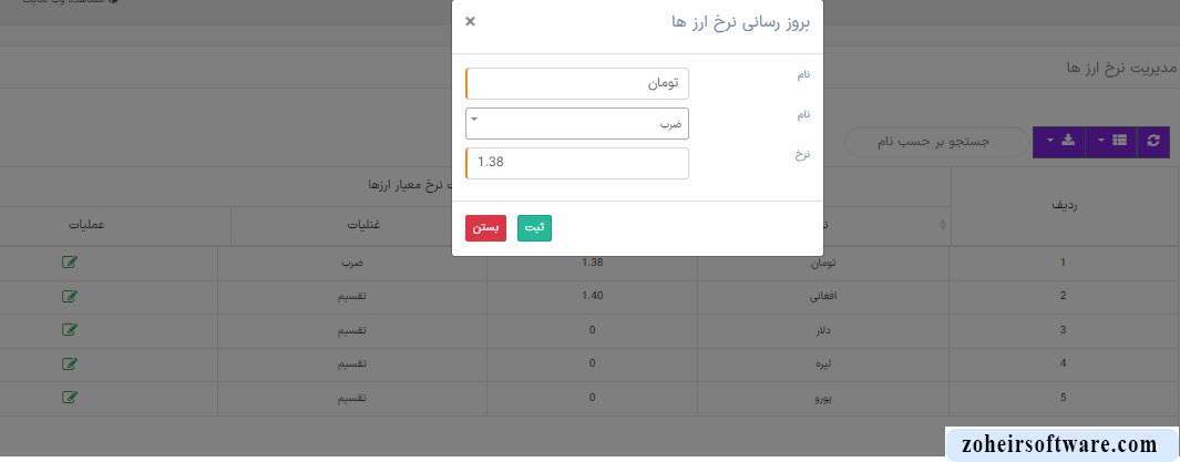 اطلاعات نرخ معیار ارزها اطلاعات نرخ معیار ارزها