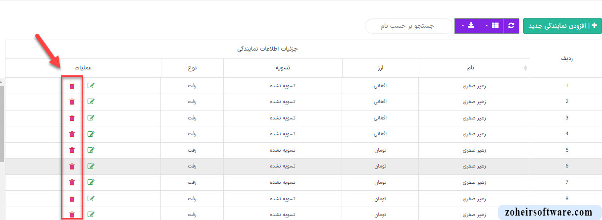 حذف نمایندگی ها در نرم افزار صرافی حذف نمایندگی ها در نرم افزار صرافی