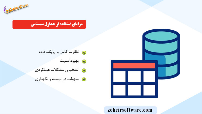 مزایای استفاده از جداول سیستمی