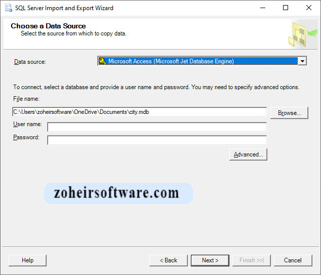 انتخاب منبع داده (Choose a Data Source)