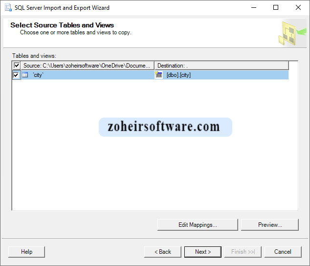  انتخاب جداول و ویوها (Select Source Tables and Views)