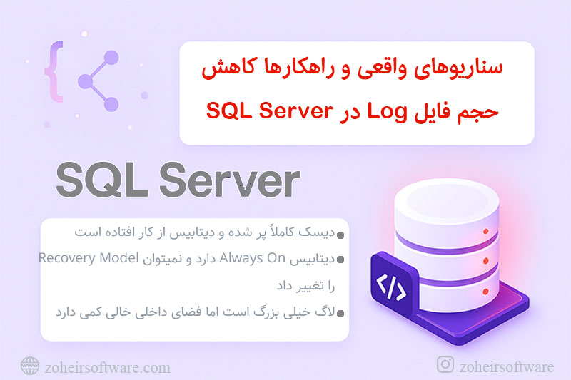 سناریوهای واقعی و راهکارها کاهش حجم فایل Log در SQL Server