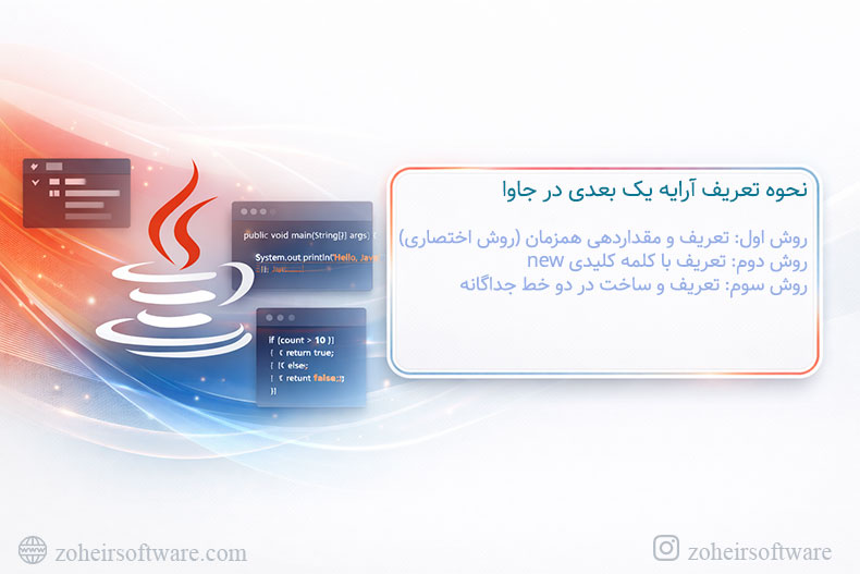 نحوه تعریف آرایه یک بعدی در جاوا