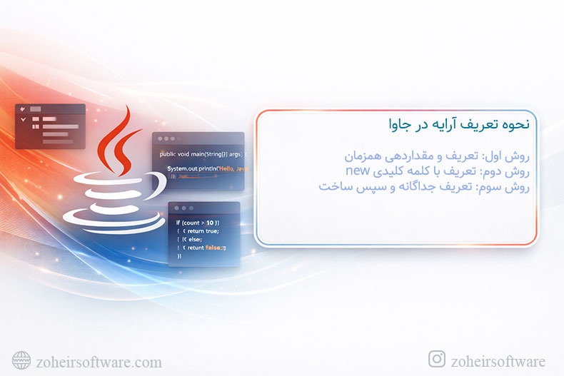 نحوه تعریف آرایه در جاوا نحوه تعریف آرایه در جاوا