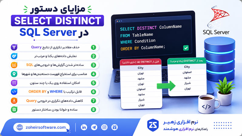 مزایای دستور SELECT DISTINCT در SQL Server مزایای دستور SELECT DISTINCT در SQL Server