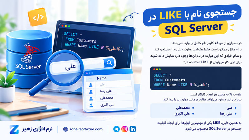 جستجوی نام با LIKE در SQL Server جستجوی نام با LIKE در SQL Server