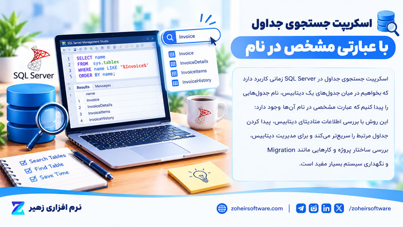 اسکریپت جستجوی جداول با عبارتی مشخص در نام