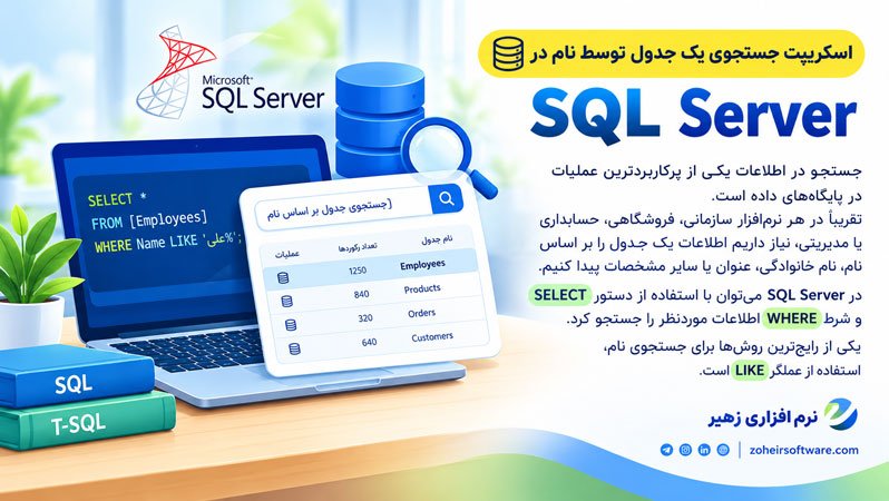 اسکریپت جستجوی یک جدول توسط نام در SQL Server اسکریپت جستجوی یک جدول توسط نام در SQL Server
