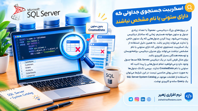 اسکریپت جستجوی جداولی که دارای ستونی با نام مشخص نباشند اسکریپت جستجوی جداولی که دارای ستونی با نام مشخص نباشند