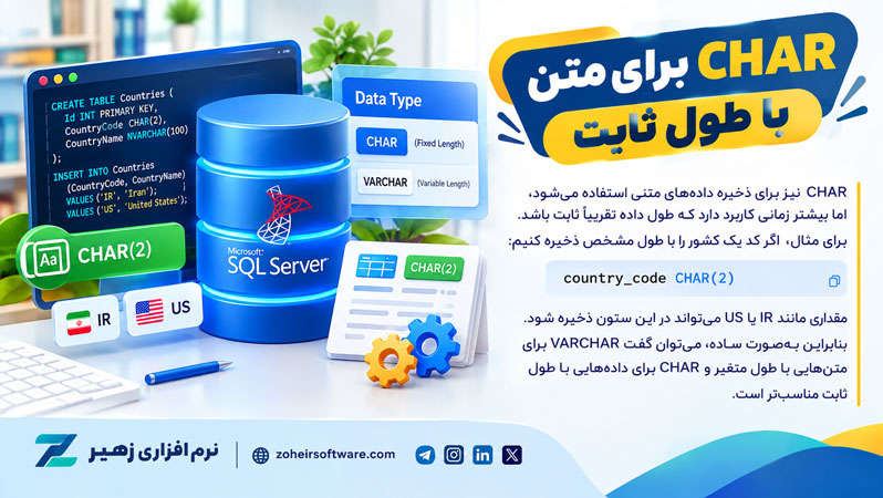 CHAR برای متن با طول ثابت CHAR برای متن با طول ثابت