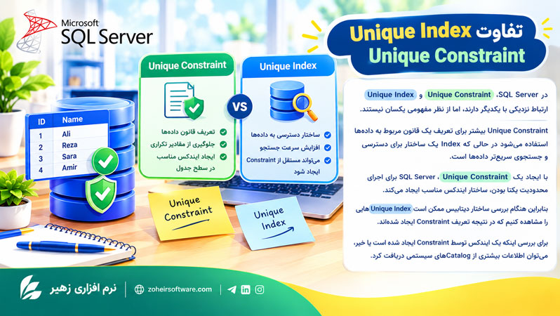 تفاوت Unique Index و Unique Constraint در SQL Server