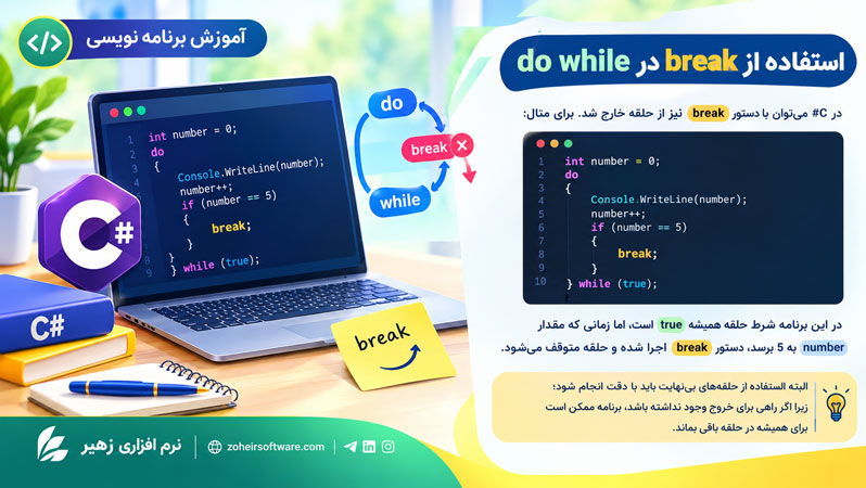 استفاده از break در do while استفاده از break در do while