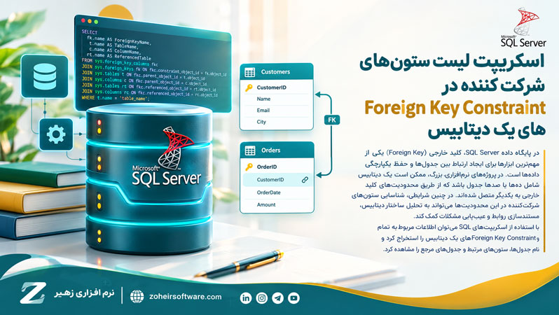 اسکریپت لیست ستونهای شرکتکننده در Foreign Key Constraint های یک دیتابیس اسکریپت لیست ستونهای شرکتکننده در Foreign Key Constraint های یک دیتابیس